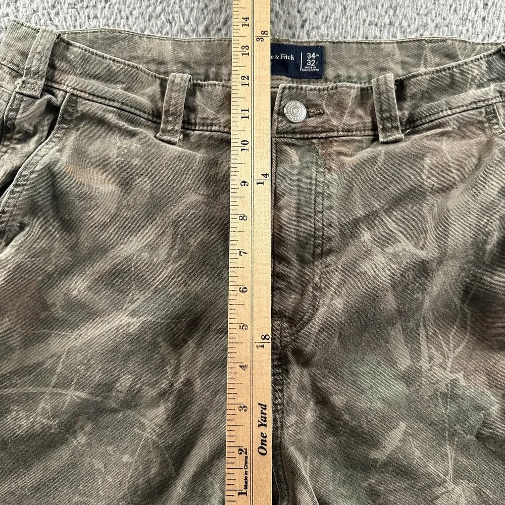 Abercrombie & Fitch Cargo Pants Mens 34(33 Fits)x32 Green Camo Loose Workwear